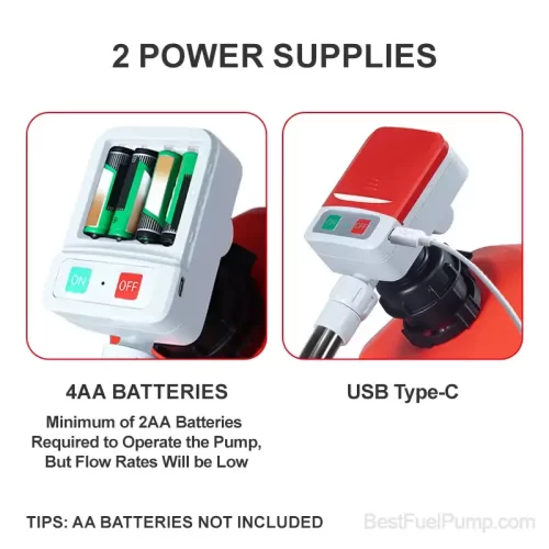 901MP USB Battery Fuel Transfer Pump with Rubber Hose and Manual Trigger Nozzle