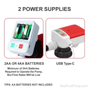 901MR USB Battery Fuel Transfer Pump with Rubber Hose and Manual Trigger Nozzle