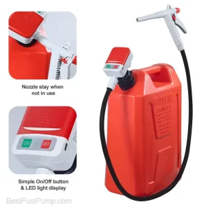 901MR USB Battery Fuel Transfer Pump with Rubber Hose and Manual Trigger Nozzle